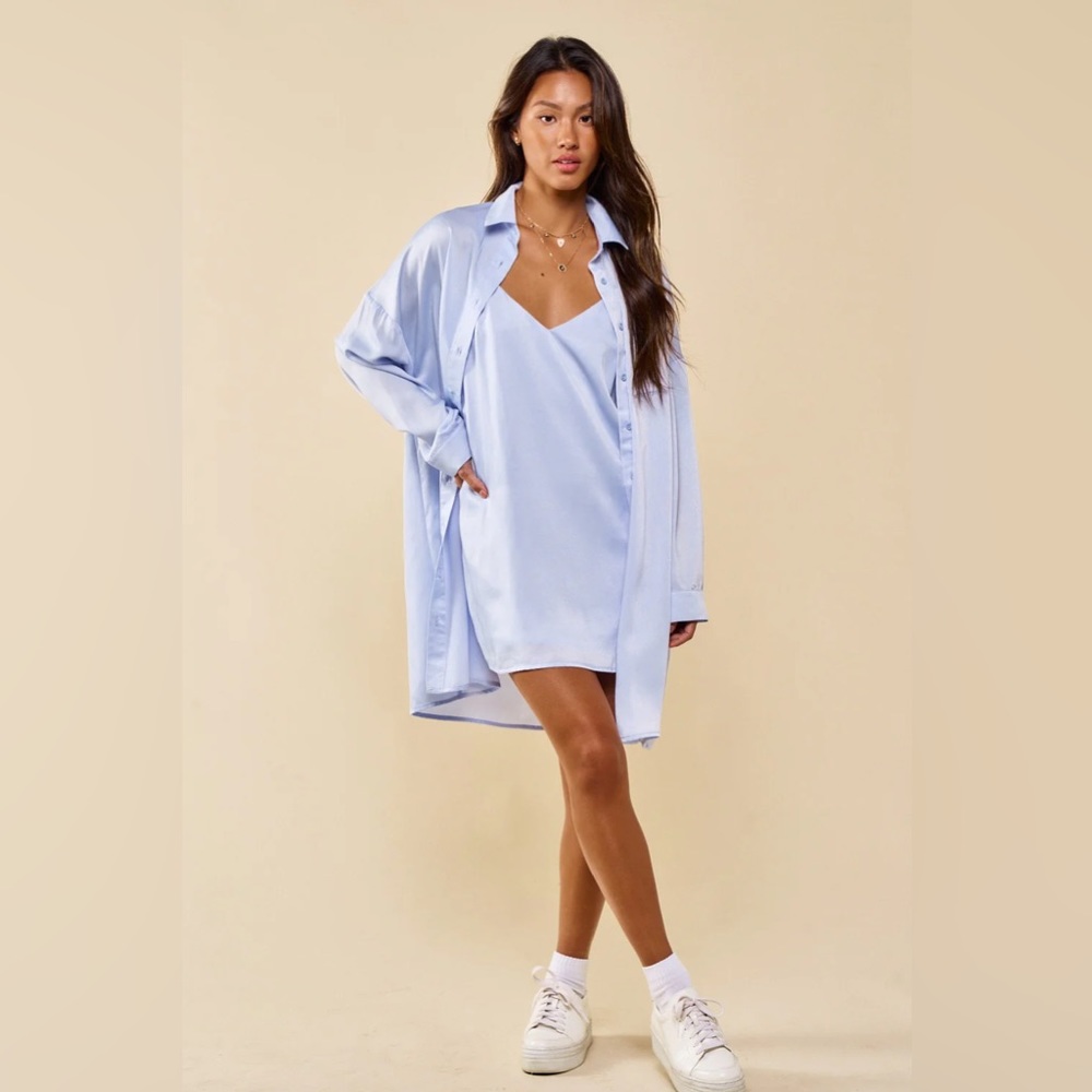 Blue Blush Shirt and Slip Dress